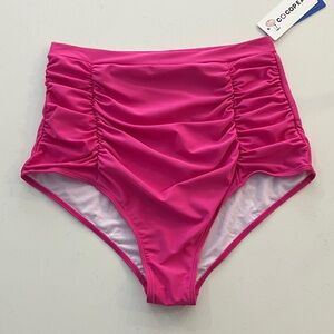 NWT Cocopear Women's Ruched Pink Bikini Bottom